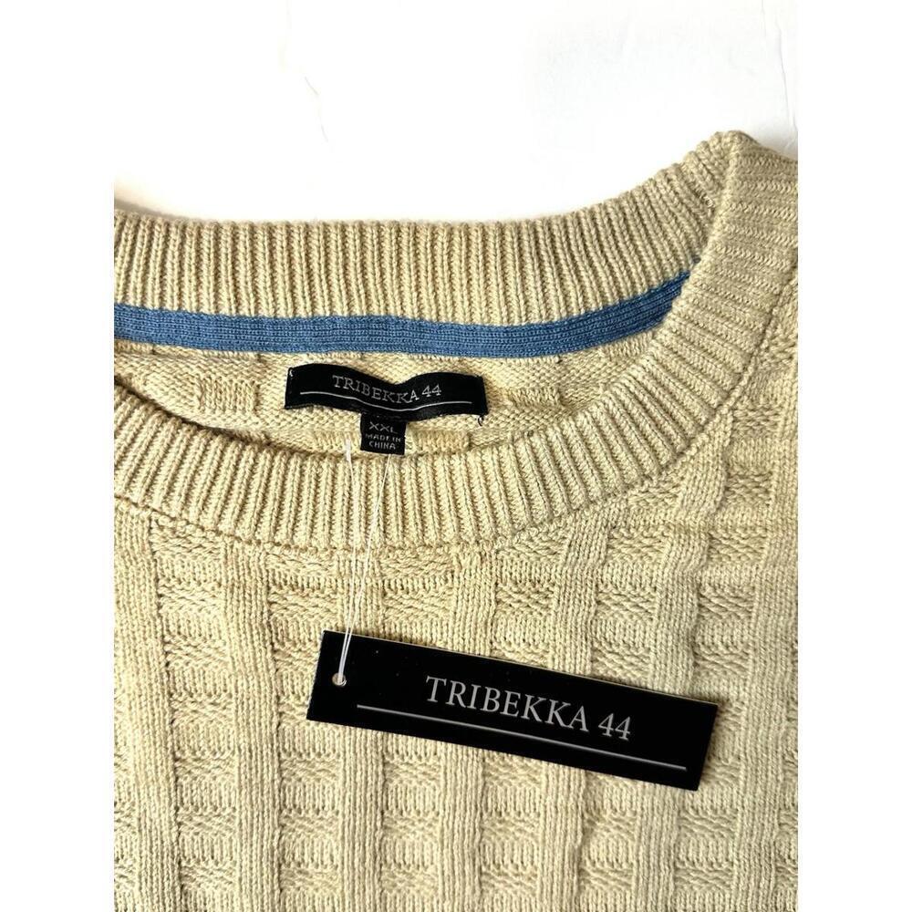 Tribekka 44 Men's Oatmeal/TanTextured Crewneck Sweater, Sizes XXL - Picture 6 of 8